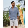 image:imageCOOFANDY Mens Long Sleeve Button Down Shirt Casual Untucked Shirts Summer Beach Wedding Linen Textured ShirtsBlue