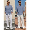 image:imageCOOFANDY Mens Long Sleeve Button Down Shirt Casual Untucked Shirts Summer Beach Wedding Linen Textured ShirtsBlue