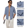 image:imageCOOFANDY Mens Long Sleeve Button Down Shirt Casual Untucked Shirts Summer Beach Wedding Linen Textured ShirtsBlue