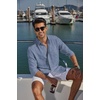 image:imageCOOFANDY Mens Long Sleeve Button Down Shirt Casual Untucked Shirts Summer Beach Wedding Linen Textured ShirtsBlue