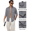 image:imageCOOFANDY Mens Long Sleeve Button Down Shirt Casual Untucked Shirts Summer Beach Wedding Linen Textured ShirtsDeep Grey