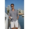 image:imageCOOFANDY Mens Long Sleeve Button Down Shirt Casual Untucked Shirts Summer Beach Wedding Linen Textured ShirtsDeep Grey