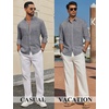 image:imageCOOFANDY Mens Long Sleeve Button Down Shirt Casual Untucked Shirts Summer Beach Wedding Linen Textured ShirtsDeep Grey
