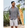 image:imageCOOFANDY Mens Long Sleeve Button Down Shirt Casual Untucked Shirts Summer Beach Wedding Linen Textured ShirtsDeep Grey