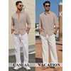 image:imageCOOFANDY Mens Long Sleeve Button Down Shirt Casual Untucked Shirts Summer Beach Wedding Linen Textured ShirtsKhaki