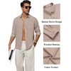image:imageCOOFANDY Mens Long Sleeve Button Down Shirt Casual Untucked Shirts Summer Beach Wedding Linen Textured ShirtsKhaki
