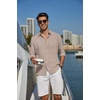 image:imageCOOFANDY Mens Long Sleeve Button Down Shirt Casual Untucked Shirts Summer Beach Wedding Linen Textured ShirtsKhaki