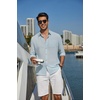 image:imageCOOFANDY Mens Long Sleeve Button Down Shirt Casual Untucked Shirts Summer Beach Wedding Linen Textured ShirtsLight Blue