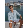image:imageCOOFANDY Mens Long Sleeve Button Down Shirt Casual Untucked Shirts Summer Beach Wedding Linen Textured ShirtsLight Blue