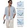 image:imageCOOFANDY Mens Long Sleeve Button Down Shirt Casual Untucked Shirts Summer Beach Wedding Linen Textured ShirtsLight Blue
