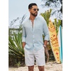 image:imageCOOFANDY Mens Long Sleeve Button Down Shirt Casual Untucked Shirts Summer Beach Wedding Linen Textured ShirtsLight Blue
