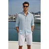 image:imageCOOFANDY Mens Long Sleeve Button Down Shirt Casual Untucked Shirts Summer Beach Wedding Linen Textured ShirtsLight Blue