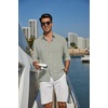 image:imageCOOFANDY Mens Long Sleeve Button Down Shirt Casual Untucked Shirts Summer Beach Wedding Linen Textured ShirtsLight Green