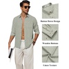 image:imageCOOFANDY Mens Long Sleeve Button Down Shirt Casual Untucked Shirts Summer Beach Wedding Linen Textured ShirtsLight Green