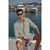 image:imageCOOFANDY Mens Long Sleeve Button Down Shirt Casual Untucked Shirts Summer Beach Wedding Linen Textured ShirtsLight Green