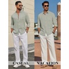 image:imageCOOFANDY Mens Long Sleeve Button Down Shirt Casual Untucked Shirts Summer Beach Wedding Linen Textured ShirtsLight Green