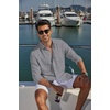 image:imageCOOFANDY Mens Long Sleeve Button Down Shirt Casual Untucked Shirts Summer Beach Wedding Linen Textured ShirtsLight Grey