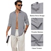 image:imageCOOFANDY Mens Long Sleeve Button Down Shirt Casual Untucked Shirts Summer Beach Wedding Linen Textured ShirtsLight Grey
