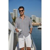 image:imageCOOFANDY Mens Long Sleeve Button Down Shirt Casual Untucked Shirts Summer Beach Wedding Linen Textured ShirtsLight Grey