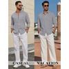 image:imageCOOFANDY Mens Long Sleeve Button Down Shirt Casual Untucked Shirts Summer Beach Wedding Linen Textured ShirtsLight Grey