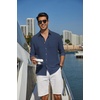 image:imageCOOFANDY Mens Long Sleeve Button Down Shirt Casual Untucked Shirts Summer Beach Wedding Linen Textured ShirtsNavy Blue