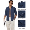 image:imageCOOFANDY Mens Long Sleeve Button Down Shirt Casual Untucked Shirts Summer Beach Wedding Linen Textured ShirtsNavy Blue