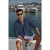 image:imageCOOFANDY Mens Long Sleeve Button Down Shirt Casual Untucked Shirts Summer Beach Wedding Linen Textured ShirtsNavy Blue