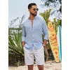 image:imageCOOFANDY Mens Long Sleeve Button Down Shirt Casual Untucked Shirts Summer Beach Wedding Linen Textured ShirtsSky Blue