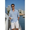 image:imageCOOFANDY Mens Long Sleeve Button Down Shirt Casual Untucked Shirts Summer Beach Wedding Linen Textured ShirtsSky Blue