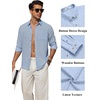 image:imageCOOFANDY Mens Long Sleeve Button Down Shirt Casual Untucked Shirts Summer Beach Wedding Linen Textured ShirtsSky Blue