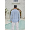 image:imageCOOFANDY Mens Long Sleeve Button Down Shirt Casual Untucked Shirts Summer Beach Wedding Linen Textured ShirtsSky Blue