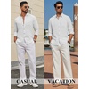 image:imageCOOFANDY Mens Long Sleeve Button Down Shirt Casual Untucked Shirts Summer Beach Wedding Linen Textured ShirtsWhite