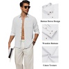 image:imageCOOFANDY Mens Long Sleeve Button Down Shirt Casual Untucked Shirts Summer Beach Wedding Linen Textured ShirtsWhite