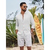 image:imageCOOFANDY Mens Long Sleeve Button Down Shirt Casual Untucked Shirts Summer Beach Wedding Linen Textured ShirtsWhite