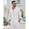 image:imageCOOFANDY Mens Long Sleeve Button Down Shirt Casual Untucked Shirts Summer Beach Wedding Linen Textured ShirtsWhite