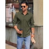 image:imageCOOFANDY Mens Long Sleeve Button Down Shirts Casual Untucked Shirts for Men Dress Shirts Beach Wedding ShirtsArmy Green