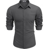 image:imageCOOFANDY Mens Long Sleeve Button Down Shirts Casual Untucked Shirts for Men Dress Shirts Beach Wedding ShirtsDark Grey