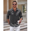 image:imageCOOFANDY Mens Long Sleeve Button Down Shirts Casual Untucked Shirts for Men Dress Shirts Beach Wedding ShirtsDark Grey