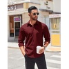 image:imageCOOFANDY Mens Long Sleeve Button Down Shirts Casual Untucked Shirts for Men Dress Shirts Beach Wedding ShirtsDark Red