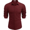 image:imageCOOFANDY Mens Long Sleeve Button Down Shirts Casual Untucked Shirts for Men Dress Shirts Beach Wedding ShirtsDark Red
