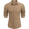 image:imageCOOFANDY Mens Long Sleeve Button Down Shirts Casual Untucked Shirts for Men Dress Shirts Beach Wedding ShirtsKhaki