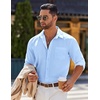 image:imageCOOFANDY Mens Long Sleeve Button Down Shirts Casual Untucked Shirts for Men Dress Shirts Beach Wedding ShirtsLight Blue