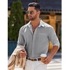 image:imageCOOFANDY Mens Long Sleeve Button Down Shirts Casual Untucked Shirts for Men Dress Shirts Beach Wedding ShirtsLight Grey