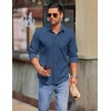 image:imageCOOFANDY Mens Long Sleeve Button Down Shirts Casual Untucked Shirts for Men Dress Shirts Beach Wedding ShirtsNavy Blue