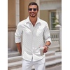image:imageCOOFANDY Mens Long Sleeve Button Down Shirts Casual Untucked Shirts for Men Dress Shirts Beach Wedding ShirtsWhite Semicircle