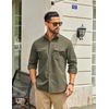 image:imageCOOFANDY Mens Long Sleeve Button Down Work Shirt with Flap PocketsArmy Green