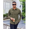 image:imageCOOFANDY Mens Long Sleeve Button Down Work Shirt with Flap PocketsArmy Green