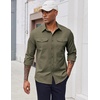 image:imageCOOFANDY Mens Long Sleeve Button Down Work Shirt with Flap PocketsArmy Green