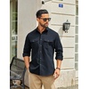 image:imageCOOFANDY Mens Long Sleeve Button Down Work Shirt with Flap PocketsDark Blue