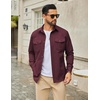 image:imageCOOFANDY Mens Long Sleeve Button Down Work Shirt with Flap PocketsDark Red